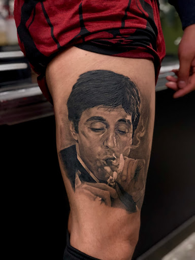 Explore witch hat tattoo ideas, creative tattoo ideas in Corona, available at Crop Circles Tattoo Studio