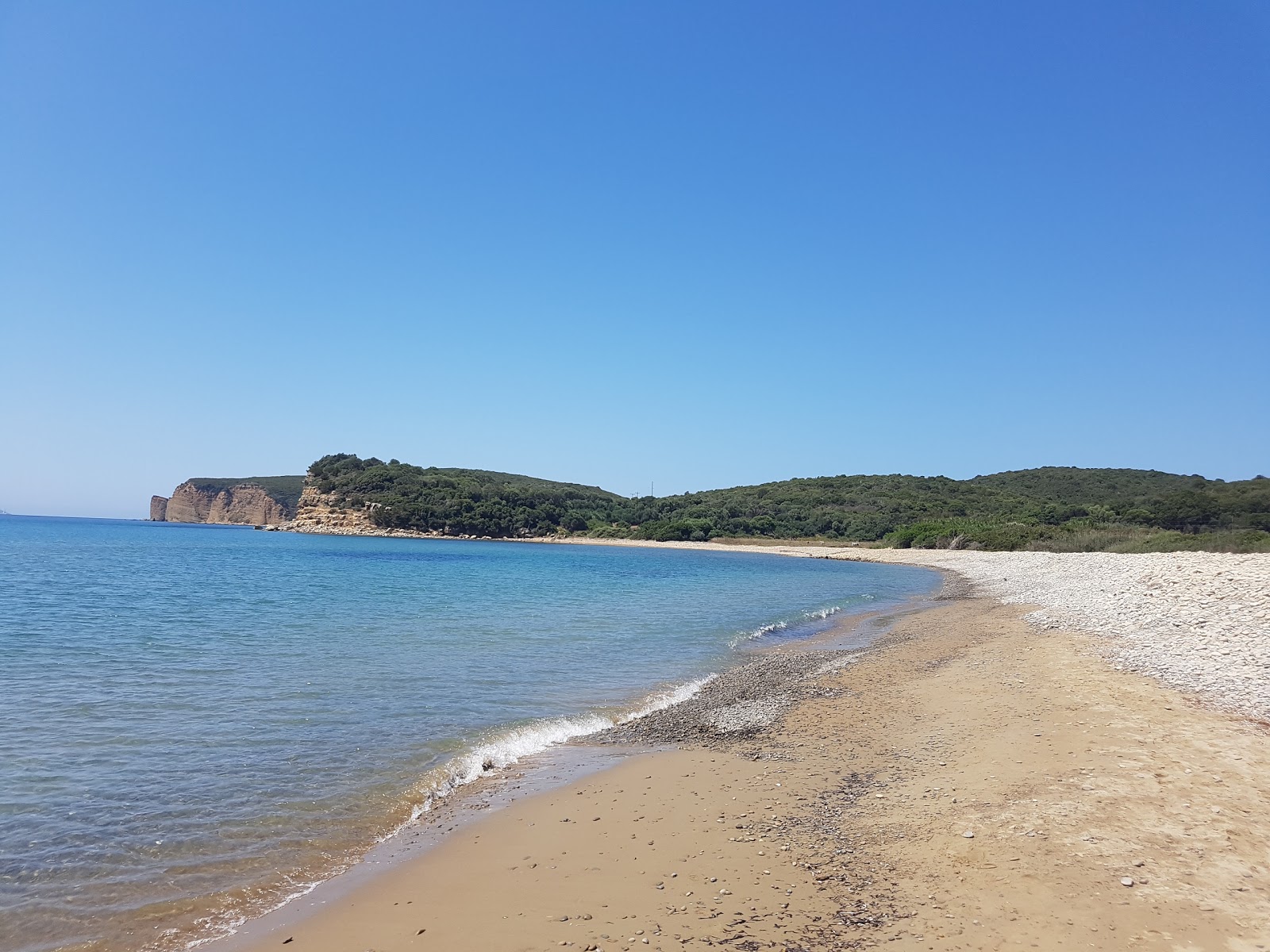 Photo of Koumpáres beach with brown sand surface