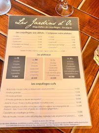 Restaurant Les Jardins d'Oc à Bouzigues - menu / carte