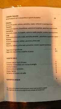 Menu du La Baracca sul Fiume à Monzuno