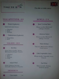 Menu du Thaï De Bon à Perpignan