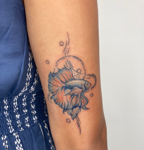 Explore men's back shoulder tattoo ideas, creative tattoo ideas in Forest Hills, available at Yant Studio