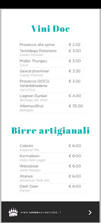 Ursus Café à Ossana menu