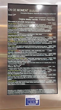 Menu du McDonald's à Auchel