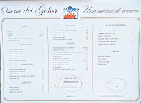 Menu / carte de Osteria dei golosi à Cesenatico