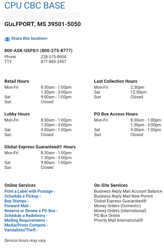 Post Office «United States Postal Service», reviews and photos, 2421 13th St, Gulfport, MS 39501, USA