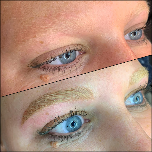 Explore patchwork sleeve tattoo ideas, creative tattoo ideas in Peoria Heights, available at BeautiFULL Brows By Jen Microblading - Permanent Makeup Wild Honey Beauty Studio