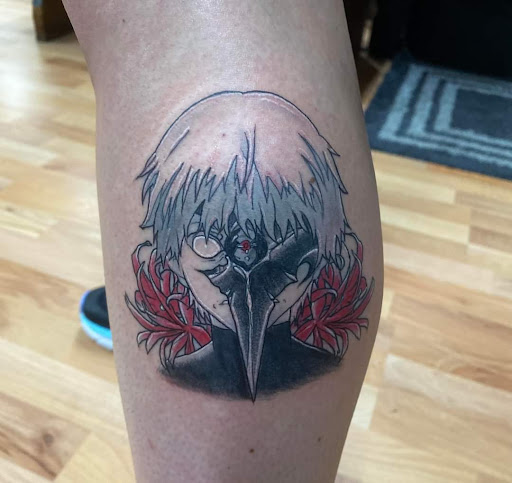 Explore tattoo ideas for top of leg, creative tattoo ideas in Benton, available at Spectrum Tattoo