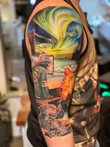 Explore highland cow tattoo ideas, creative tattoo ideas in Dayton, available at Aisle 9 Tattoo