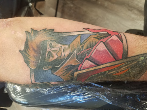 Explore capricorn tattoo ideas male, creative tattoo ideas in Grand Forks, available at Blaq Taffy Tattoo