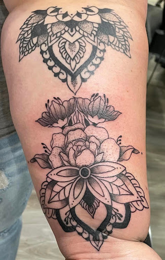 Explore hispanic tattoo ideas, creative tattoo ideas in Omaha, available at Villains Black