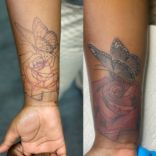 Explore gap filler tattoo filler ideas, creative tattoo ideas in Goose Creek, available at Red Kirin Tattoo