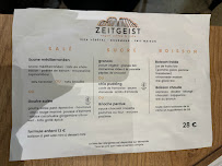 Menu / carte de ZEITGEIST café - vegan coffee & cake à Lyon