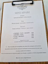 Menu du Chez Colette à Zimmersheim