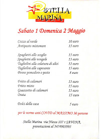 Menu du Stella Marina Savona à Savona