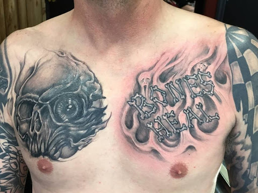 Explore face tattoos above eyebrow tattoo ideas, creative tattoo ideas in Roanoke, available at RailYard INK