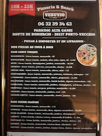 Menu du Camion Pizza Vesuvio à Porto-Vecchio