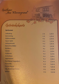 Menu / carte de Gasthaus Am Wiesengrund à Ilmenau
