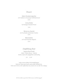 Cuisine européenne Landgasthof Ostlutter - Restaurant Dorfkrug à Lutter am Barenberge (le menu)