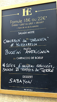 Restaurant italien L'Enoteca à Paris (le menu)