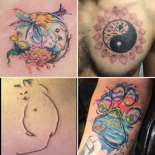 Explore red bird tattoo ideas, creative tattoo ideas in Coeur D Alene, available at Northwest Tattoo Museum & Tattooing