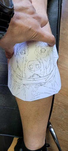 Explore knee ditch tattoo ideas, creative tattoo ideas in Cheltenham, available at Louder Than Bombs Tattoo