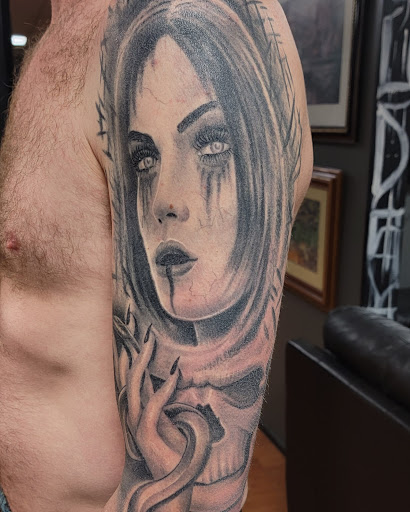 Explore embroidery tattoo ideas, creative tattoo ideas in Seymour, available at 3 Sevens Tattoo