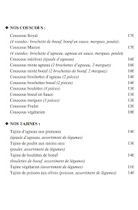 Menu du Restaurant Le Royal Berbère à Vitry-sur-Seine