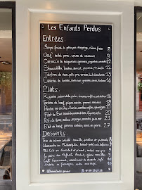Restaurant français Les Enfants Perdus à Paris (le menu)