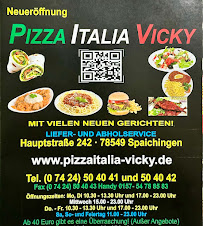 Menu du Pizza Italia Vicky à Spaichingen