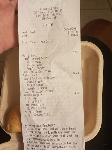 Sandwich Shop «Firehouse Subs», reviews and photos, 2307 Zero St #101, Fort Smith, AR 72901, USA