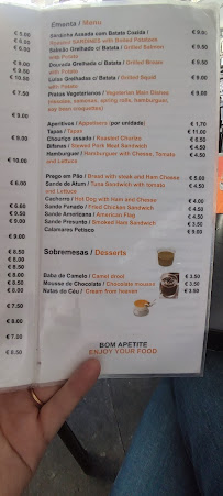 Café Bufete S. Domingos, Lda. à Porto (la carte)