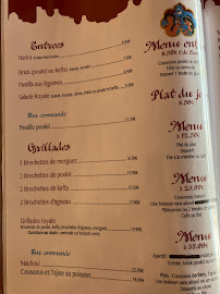 Carte du Restaurant Marocain Le Ryad ( Délice Oriental ) à Sablé-sur-Sarthe