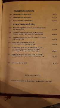 Restaurant allemand Gaststätte Dreiländereck à Binzen (le menu)