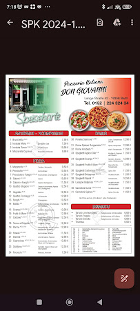 Menu du Pizzeria Don Giovanni à Barth