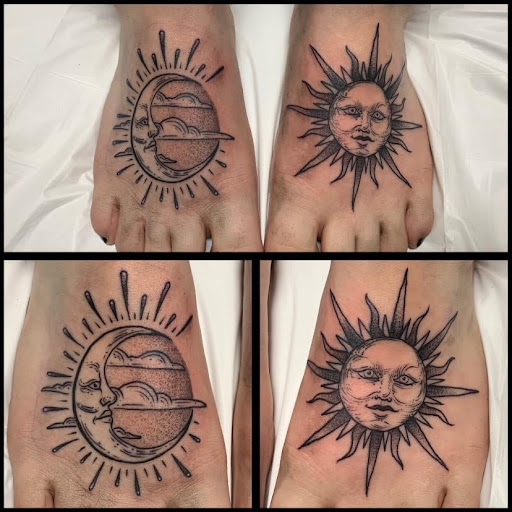 Explore side of neck tattoo ideas, creative tattoo ideas in Peckville, available at Silver Fox Tattoos