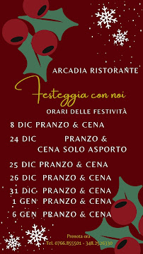 Menu du Arcadia Tarquinia à Tarquinia