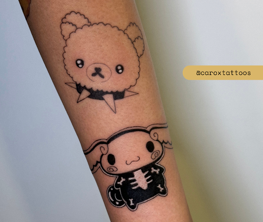 Explore background filler tattoo ideas, creative tattoo ideas in Brooklyn, available at Cake Is a Lie Tattoo Parlor