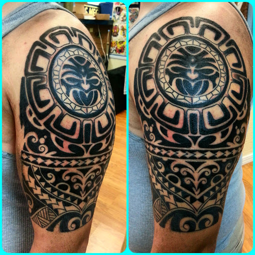 Explore men shoulder tattoo ideas, creative tattoo ideas in Egg Harbor Township, available at Mr. Blue Sky Tattoo