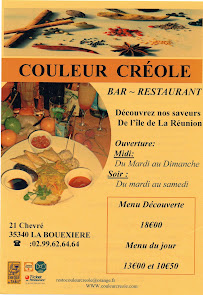 Menu / carte de Couleur Créole à La Bouëxière