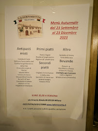 La Fornasetta à Milan carte