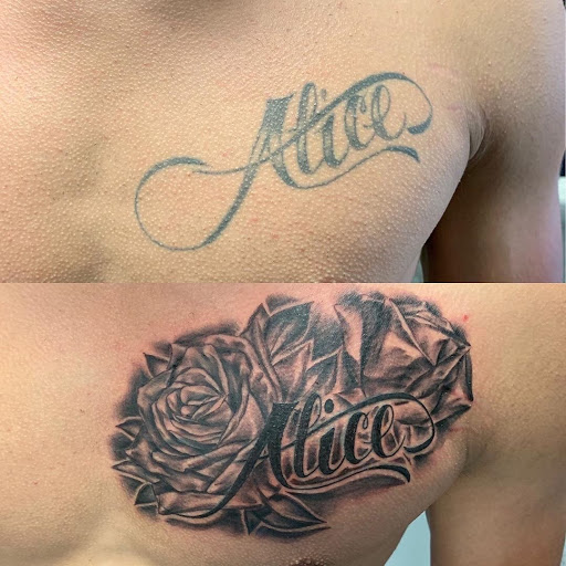 Explore under chin tattoo ideas, creative tattoo ideas in Jacksonville, available at American Tattoo Society of Jacksonville