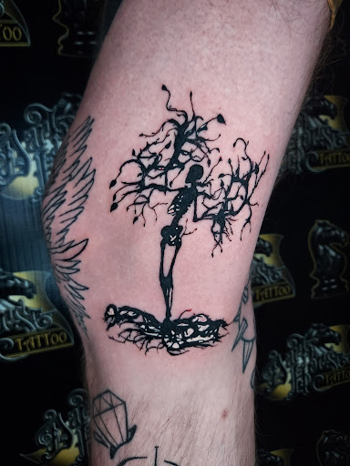 Explore front shoulder tattoo ideas, creative tattoo ideas in Warren, available at Dark Horse Tattoo Co. LLC.