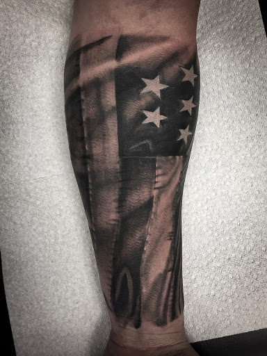 Explore sleeve tattoo filler ideas, creative tattoo ideas in Matthews, available at Divine Arts Tattoo Company