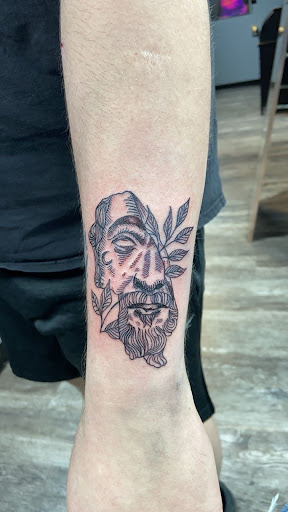 Explore mens arm sleeve tattoo ideas, creative tattoo ideas in Loveland, available at Single Needle Tattoo