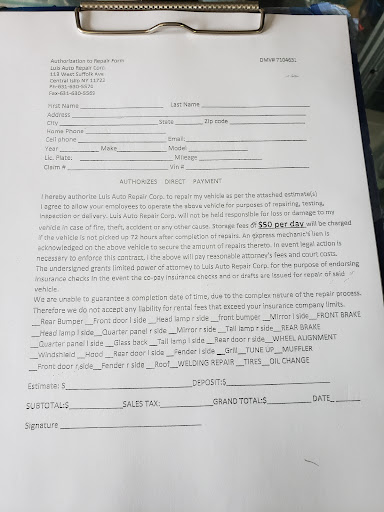 Auto Repair Shop «Luis Auto Repair & Body Shop», reviews and photos, 113 W Suffolk Ave, Central Islip, NY 11722, USA