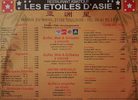 Les Étoiles d'Asie à Toulouse menu