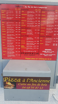 Carte du Pizza à l'Ancienne à Argelès-sur-Mer