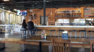 Brewing tanks in a taproom