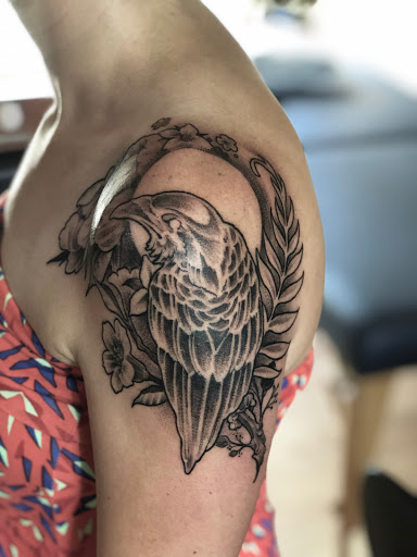 Explore mens angel tattoo ideas, creative tattoo ideas in Orange, available at North Quabbin Tattoo